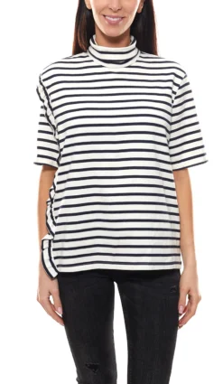 PETIT BATEAU Shirt Anziehendes T-Shirt Damen Top Mit Volant Polo-Hemd Weiß