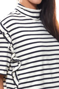 PETIT BATEAU Shirt Anziehendes T-Shirt Damen Top Mit Volant Polo-Hemd Weiß -Mode Reich Geschaft 25502 60 230 3