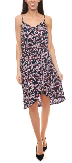 AjC Midi Kleid Leichtes Damen Spaghettiträger-Kleid Mit Floralem Alloverdesign Bunt