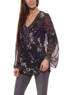 GUIDO MARIA KRETSCHMER Bluse Feminines Damen Blusen-Shirt Mit Floralem Allover-Print Bunt