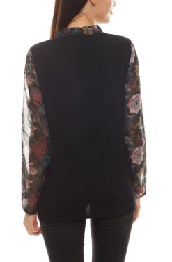 Aniston SELECTED Bluse Zarte Damen V-Neck-Bluse Mit Floralem Print Blau -Mode Reich Geschaft 31107510