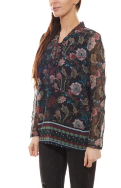 Aniston SELECTED Bluse Zarte Damen V-Neck-Bluse Mit Floralem Print Blau -Mode Reich Geschaft 31107510 2