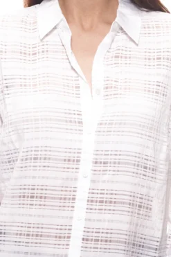 GERRY WEBER Karo-Bluse Zeitlose Damen Sommer-Bluse Mit 3/4-Ärmeln Weiß/Blau -Mode Reich Geschaft 360052 31523 99600 3