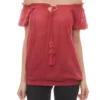 Cheer Schlupf-Bluse Pflegeleichte Damen Sommer-Bluse In Crinklequalität Rot