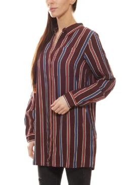 Aniston CASUAL Long-Bluse Lässige Damen Bluse Mit Streifen-Farbmustern Braun -Mode Reich Geschaft 39616400