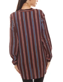 Aniston CASUAL Long-Bluse Lässige Damen Bluse Mit Streifen-Farbmustern Braun -Mode Reich Geschaft 39616400 3