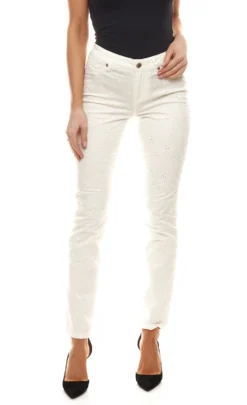 GUIDO MARIA KRETSCHMER Stoff-Hose Florale Damen Lockstickerei-Hose Weiß