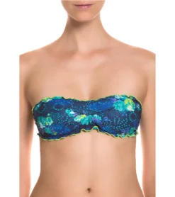 United Colors Of Benetton UNITED COLORS OF BENNETON Bikini-Top Trägerloses Damen Schwimm-Oberteil Mit Lochstickerei Türkis