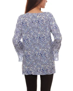 GUIDO MARIA KRETSCHMER Long-Bluse Hüftlanges Damen Designer-Shirt Mit Allover-Print Weiß -Mode Reich Geschaft 411754 5