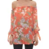 Cheer Sommer-Bluse Floral Bedruckte Damen Carmen-Bluse Mit 3/4-Ärmeln Orange