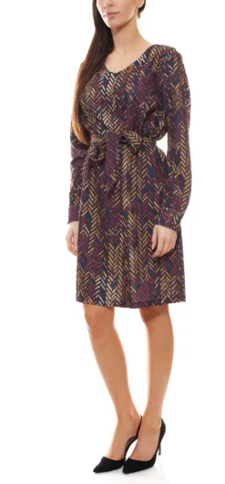 Aniston SELECTED Strick-Kleid Elegantes Damen Maschen-Kleid Mit Alloverprint Braun -Mode Reich Geschaft 45201133