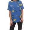 KAFFE Kajama Blusenshirt Verspielte Damen Druck-Bluse Im Asia Stil Blau