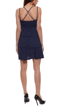 BEACH TIME Strand-Kleid Luftiges Damen Sommer-Kleid Mit Gekreuzten Trägern Blau -Mode Reich Geschaft 47754040 6