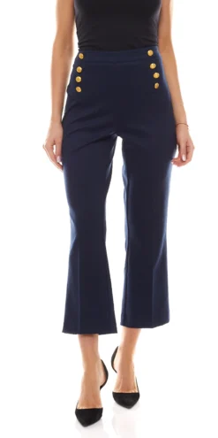 Bruno Banani Hose Matrosen-Hose Elastische Damen Sommer-Hose In Croppedlänge Marine