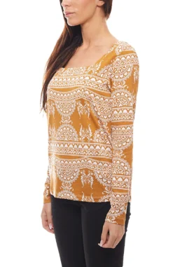 Cheer Langarm-Shirt Gemustertes Damen Herbst-Shirt Mit Rechteckigem Ausschnitt In Tollen Farben -Mode Reich Geschaft 493300 493300 493300 GG 2 Cheer Damen Shirt elegantes Langarmshirt mit rechteckigem Ausschnitt Grosse Groessen Curry Cheer Damen Langarmshirt gemustertes Shirt mit rechteckigem Ausschnit