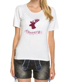 LEKRA T-Shirt Stylisches Damen Rundhals-Shirt Mit Print Weiß