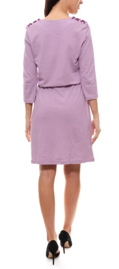 TOM TAILOR Strick-Kleid Gestreiftes Damen Kleid Mit 7/8 Ärmeln Violett/Creme -Mode Reich Geschaft 54372235 2