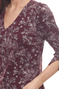 Bodyright Tunika Süßes Damen Shirt Mit Shaping Funktion Und 3/4 Arm Print Bordeaux -Mode Reich Geschaft 581240 1