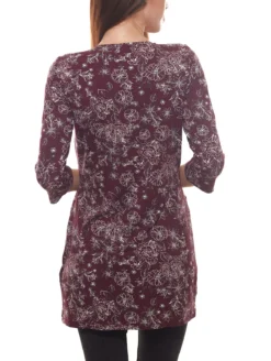 Bodyright Tunika Süßes Damen Shirt Mit Shaping Funktion Und 3/4 Arm Print Bordeaux -Mode Reich Geschaft 581240 4