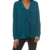 GUIDO MARIA KRETSCHMER Bluse Modische Damen Langarm-Bluse Mit Brustabnäher Türkis