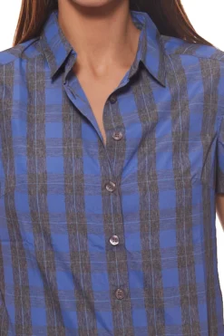 Odlo Mythen Bluse Karierte Damen Wander-Bluse Mit Hohem Tragekomfort Blau/Grau -Mode Reich Geschaft 594831 70785 4