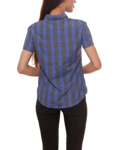 Odlo Mythen Bluse Karierte Damen Wander-Bluse Mit Hohem Tragekomfort Blau/Grau -Mode Reich Geschaft 594831 70785 6