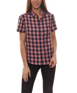 Odlo Mythen Wander-Bluse Bequeme Damen Karo-Bluse Mit Hohem Tragekomfort Blau/Rosa