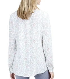 REPEAT Langarm-Bluse Schicke Damen Rundhals-Bluse Mit Allovermuster Weiß/Grün -Mode Reich Geschaft 600191S191 9872