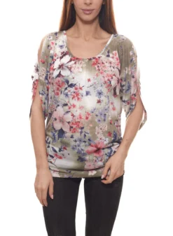 Aniston By BAUR Blusen-Shirt Farbenfrohe Damen Sommer-Bluse Mit Floralem Allover-Druck Khaki