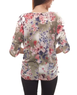 Aniston By BAUR Blusen-Shirt Farbenfrohe Damen Sommer-Bluse Mit Floralem Allover-Druck Khaki -Mode Reich Geschaft 61220034 4