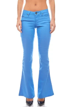 Bootcut Jeans Sommer-Hose Kurzgröße Damen Blau AjC