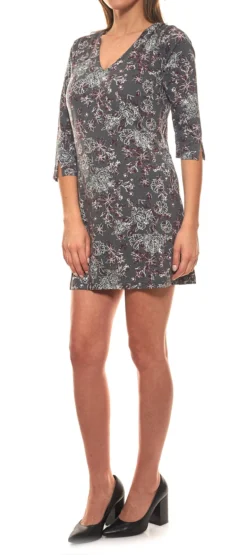 Bodyright Bluse Stretchige Damen Shaping-Tunika Mit V-Ausschnitt Grau Bedruckt