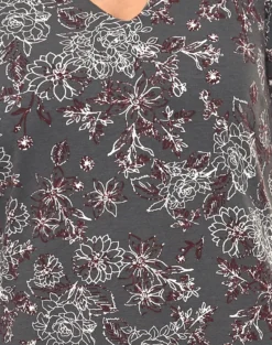 Bodyright Bluse Stretchige Damen Shaping-Tunika Mit V-Ausschnitt Grau Bedruckt -Mode Reich Geschaft 638499 3