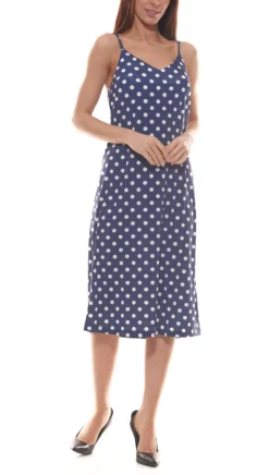 Vivance Collection Tupfen-Kleid Modisches Damen Spaghettiträger-Kleid Mit Tiefem V-Ausschnitt Navy