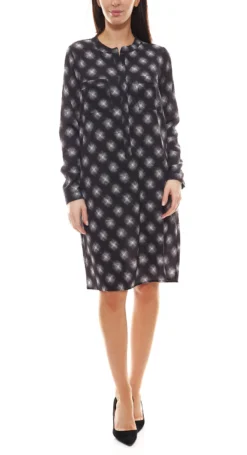 Aniston CASUAL Kleid Lässiges Damen Midi-Kleid Mit Graphischen Druck Schwarz/Weiß
