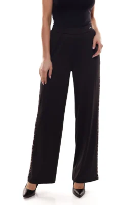 Bruno Banani Jetset-Hose Figurbetonte Damen Stretch-Hose Mit Leo-Streifen Schwarz
