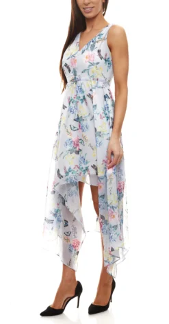 LIPSY LONDON Party-Kleid Geblümtes Damen Cocktail-Kleid Mit Asymmetrischem Volantrock Hell-Blau -Mode Reich Geschaft 66512154 1