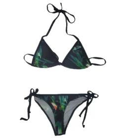 K1X | Kickz Oahu Bikini Damen Triangel-Bikini Mit Tropischem Muster 6700-0092/9036 Schwarz/Grün
