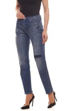 MAC Sexy Carrot Hose Elastische Damen Jeans Mit Tief Sitzenden Gesäßtaschen Blau