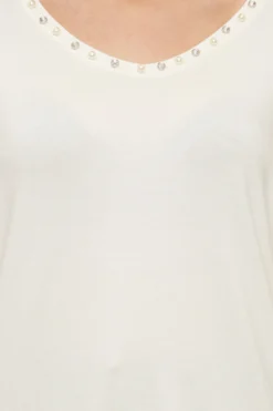 GUIDO MARIA KRETSCHMER T-Shirt Cooles Damen Sommer-Shirt Mit Zierperlen Und Schmucksteinen Weiß -Mode Reich Geschaft 68583710 3