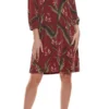 Laura Scott Mini-Kleid Modisches Damen Jersey-Kleid Mit 3/4-Ärmeln Tunika Rot