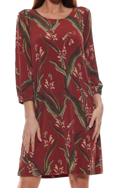 Laura Scott Mini-Kleid Modisches Damen Jersey-Kleid Mit 3/4-Ärmeln Tunika Rot -Mode Reich Geschaft 68838751 2