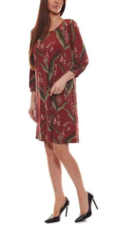 Laura Scott Mini-Kleid Modisches Damen Jersey-Kleid Mit 3/4-Ärmeln Tunika Rot -Mode Reich Geschaft 68838751 3