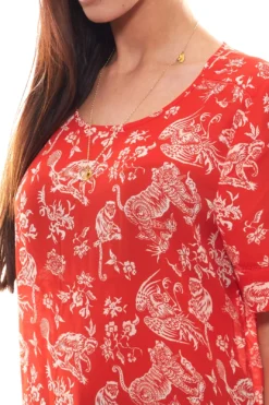 SCOTCH &amp; SODA Schlupf-Bluse Gemütliches Damen Crêpe-Bluse Inklusive Kette Rot -Mode Reich Geschaft 69143263 3