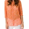 French Connection Etta Kiss Crêpe-Bluse Leichtes Damen Shirt Mit Alloverprint Orange