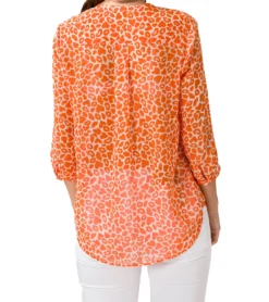 French Connection Etta Kiss Crêpe-Bluse Leichtes Damen Shirt Mit Alloverprint Orange -Mode Reich Geschaft 69535253 1