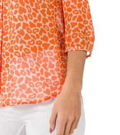 French Connection Etta Kiss Crêpe-Bluse Leichtes Damen Shirt Mit Alloverprint Orange -Mode Reich Geschaft 69535253 2