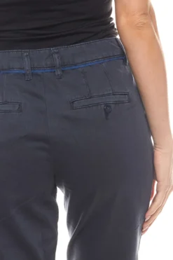 AjC Chino-Hose Klassisch Schmale Damen Stoff-Hose Mit Kontrastpaspel Marine -Mode Reich Geschaft 70316236 3