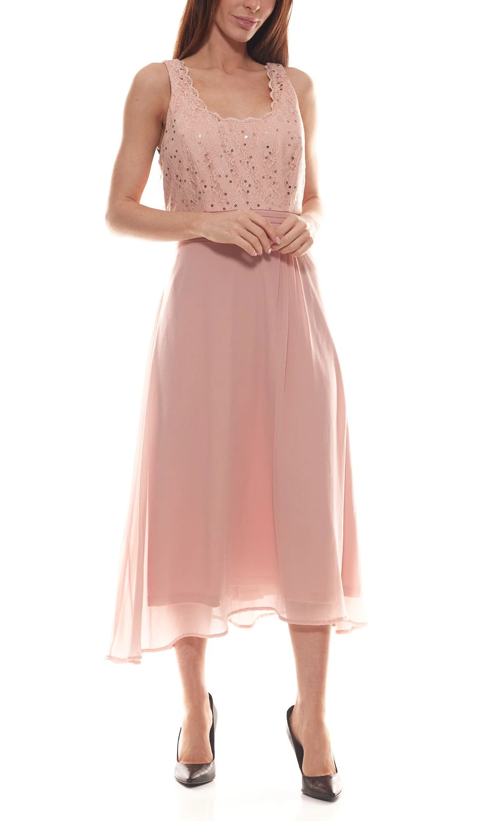 Sheego Cocktail-Kleid Feminines Damen Ball-Kleid Mit Pailletten Spitzenoberteil Große Größen Rosa 1 Sheego Cocktail-Kleid Feminines Damen Ball-Kleid Mit Pailletten Spitzenoberteil Große Größen Rosa