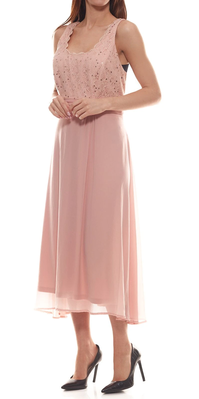 Sheego Cocktail-Kleid Feminines Damen Ball-Kleid Mit Pailletten Spitzenoberteil Große Größen Rosa 2 Sheego Cocktail-Kleid Feminines Damen Ball-Kleid Mit Pailletten Spitzenoberteil Große Größen Rosa – Bild 2
